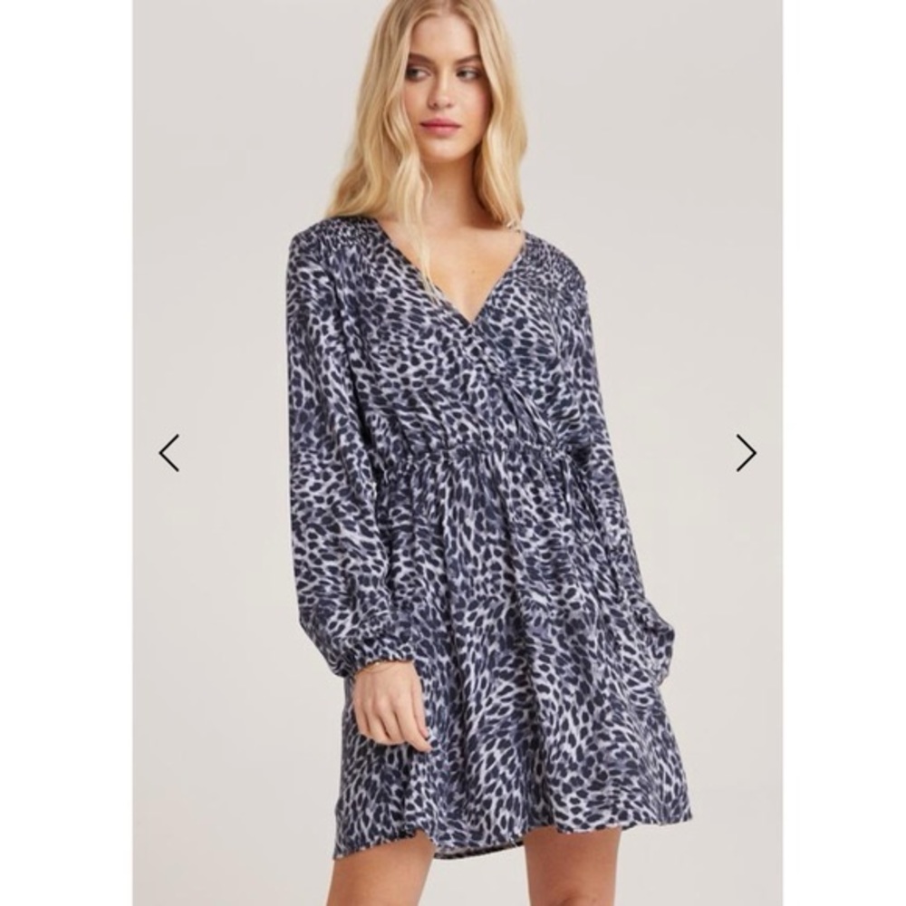 Bella Dahl Smocked Leopard dress‎ in Moonlight Size M